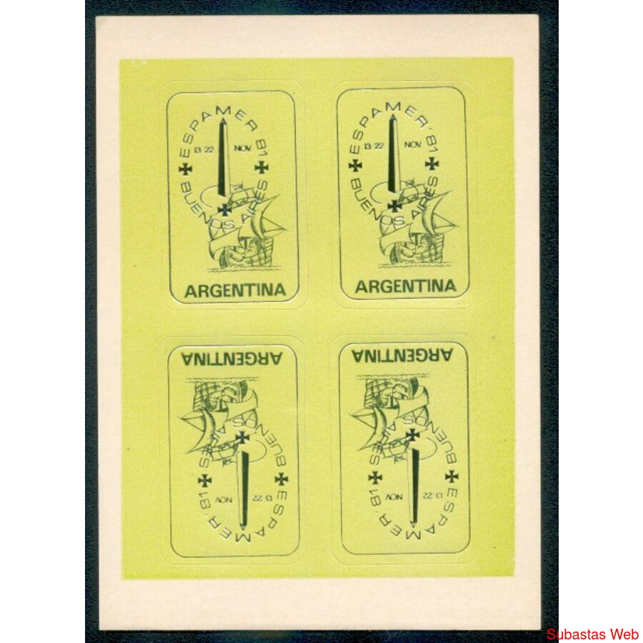 ARGENTINA CUADRO VIÑETA MINT ESPAMER 81. PAPEL VERDE. RARA!!