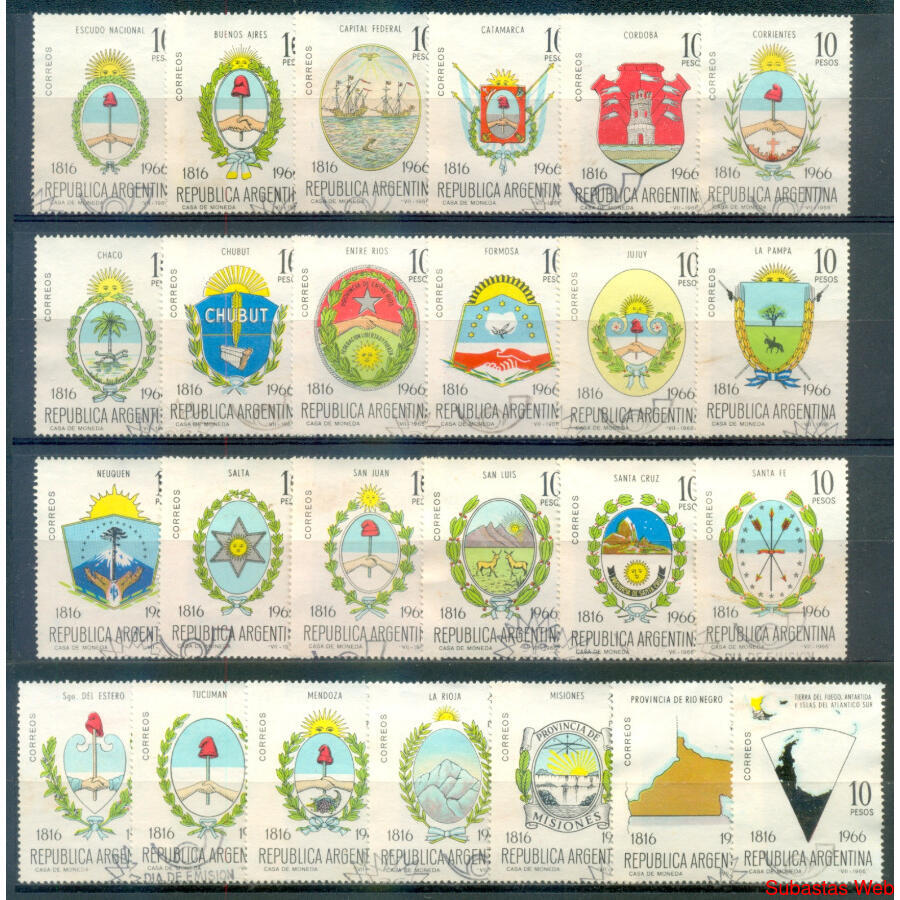 ARGENTINA GJ1360/1384 ESCUDOS SERIE COMPLETA PDE. U$25.00