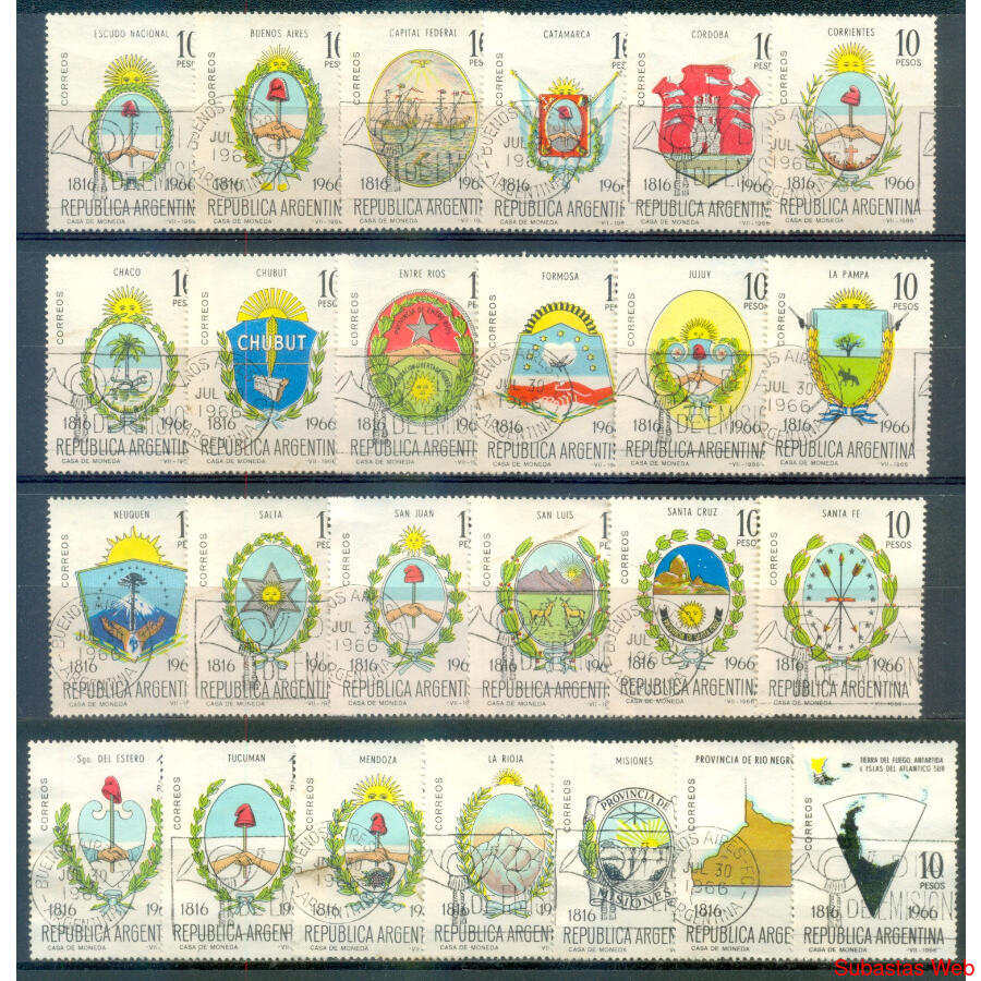 ARGENTINA GJ1360/1384 ESCUDOS SERIE COMPLETA PDE. U$25.00