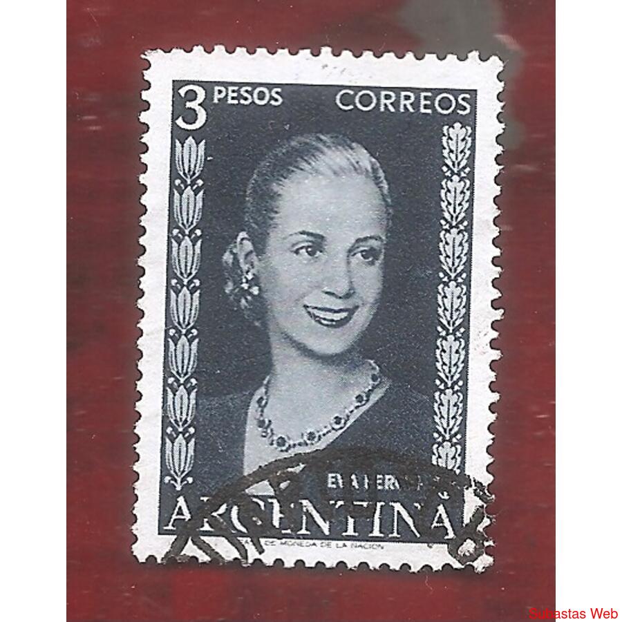ARGENTINA 1952(532) EFIGIE DE EVA PERON DE $3 CON LEYENDA  U