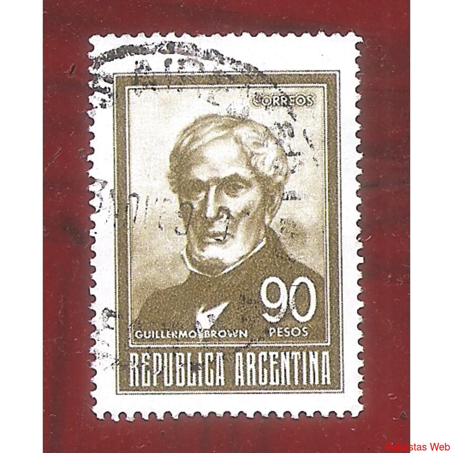 ARGENTINA 1966(783b) PROC Y RIQ. BROWN  TIZADO 22x31,5mm USA