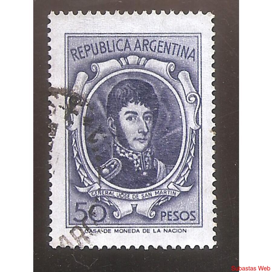 ARGENTINA 1970(869) CORREO ORDINARIO SAN MARTIN  USADA