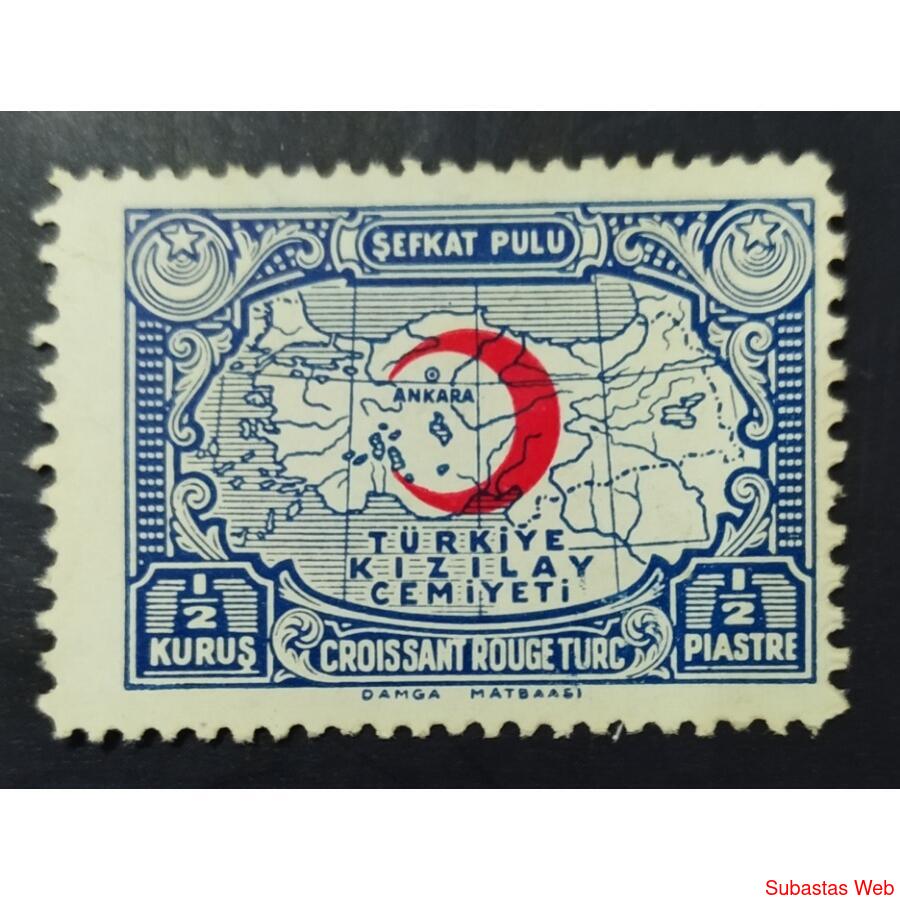 TURQUIA AÑO 1938 MEDIA LUNA ROJA, MICHEL 43I-Zm, NSG
