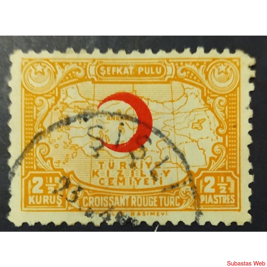 TURQUIA AÑO 1938 MEDIA LUNA ROJA, MICHEL 45I-Zm, USADA