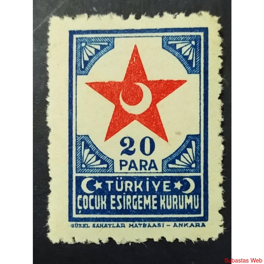 TURQUIA AÑO 1943 MEDIA LUNA ROJA, MICHEL 83-Zad, MINT