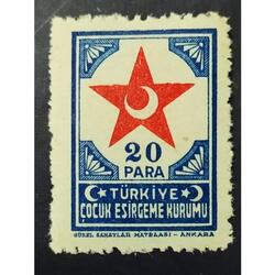 TURQUIA AÑO 1943 MEDIA LUNA ROJA, MICHEL 83-Zad, MINT