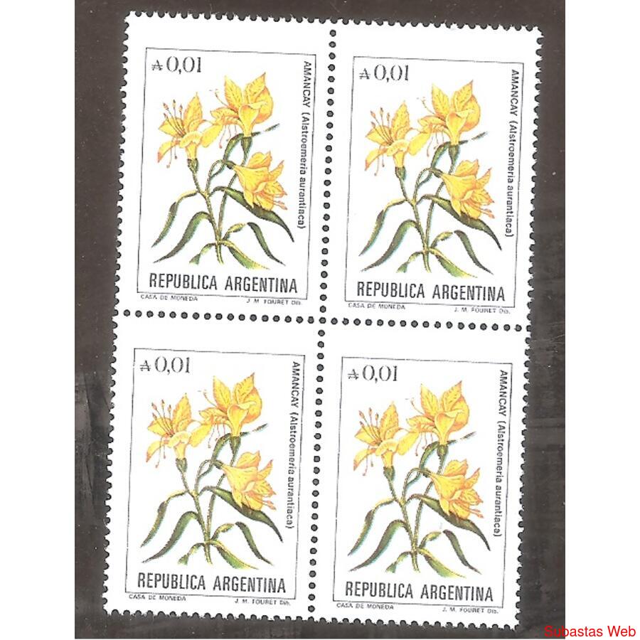 ARGENTINA 1985(1525) CUADRITO FLORES: AMANCAY MINT