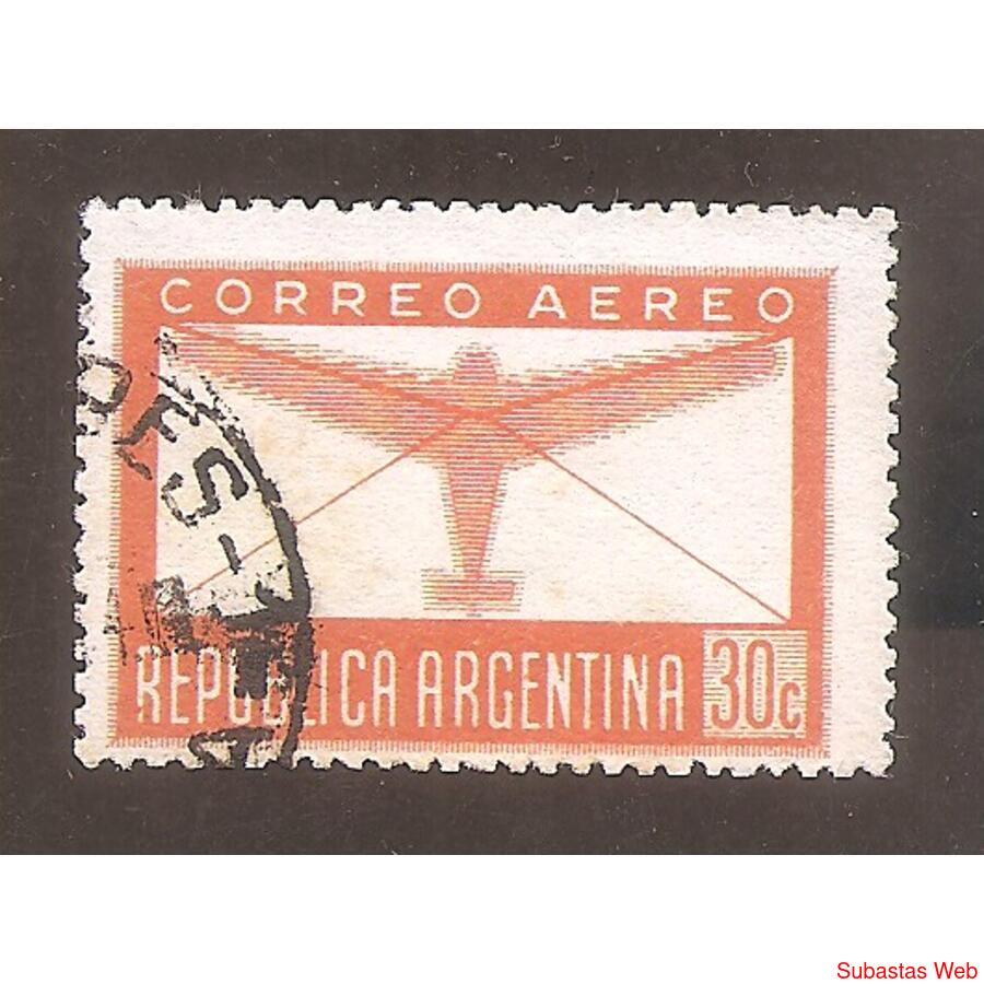ARGENTINA 1942(A27) AEREA EMISION DEFINITIVA  SINFILI  USADA