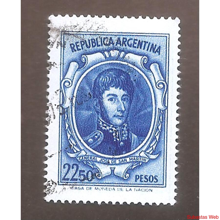 ARGENTINA 1974(1024) SAN MARTIN DE 22,50  SIN FILIGRANA USAD