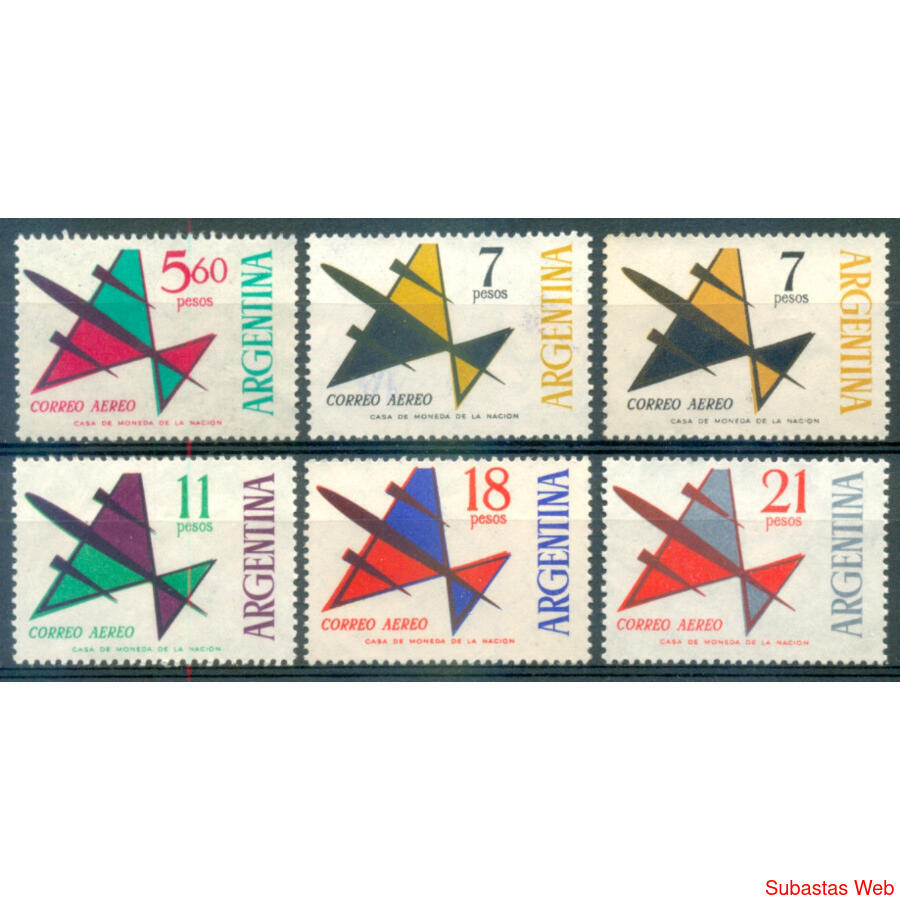 ARGENTINA GJ1251/1256 AVION SERIE NUEVA x 6 VALORES U$ 12.50