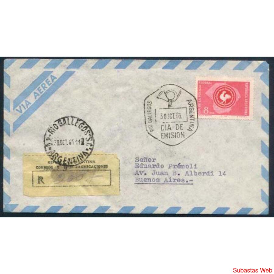 ARGENTINA 1965  SOBRE CIRCULADO NUMERO 159