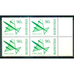 ARGENTINA GJ1577 AVIONCITO de 90 cent CUADRITO MINT U$ 8.00