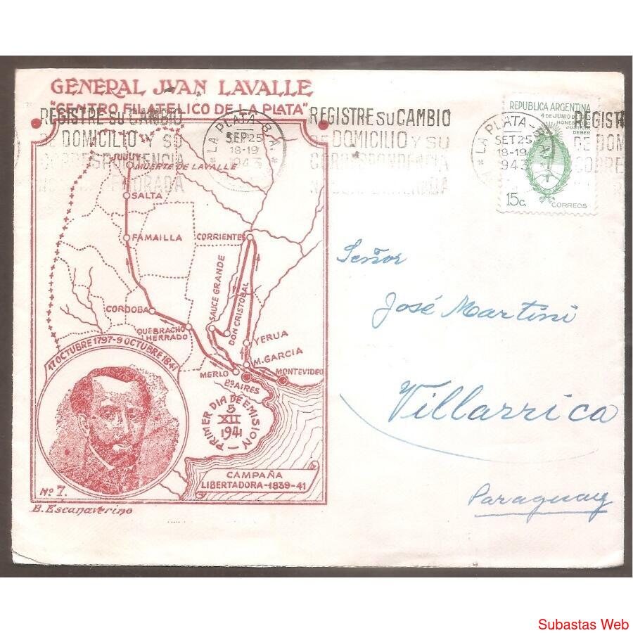 ARGENTINA 1943 SOBRE CIRCULARO NUMERO 83A