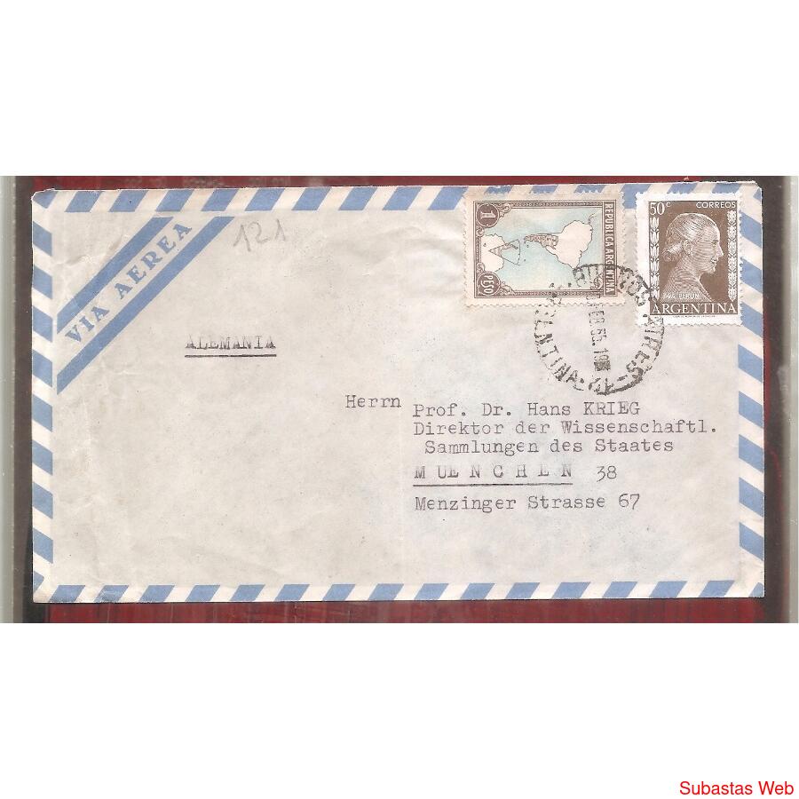 ARGENTINA 1955  SOBRE CIRCULADO  NUMERO 121