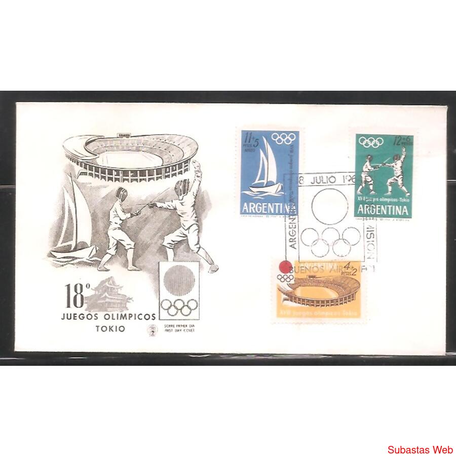 ARGENTINA 1964(689-90 A99) SOBRE PDE: OLIMPIADAS DE TOKIO