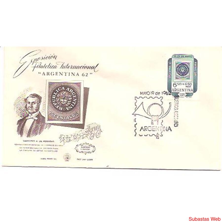 ARGENTINA 1962(A83) SOBRE PDE: EXPO FILATELICA ARGENTINA 62