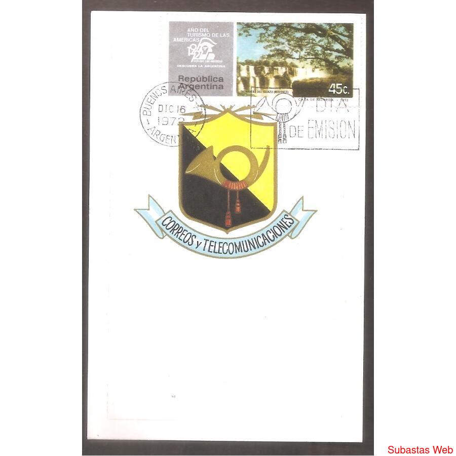 ARGENTINA 1972(935) TARJETA PDE: AÑO DEL TURISMO DE LAS AMER