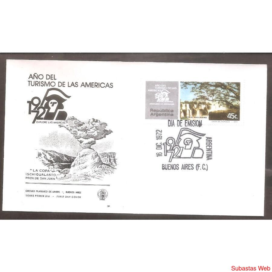 ARGENTINA 1972(935) SOBRE PDE: AÑO DEL TURISMO DE LAS AMERIC
