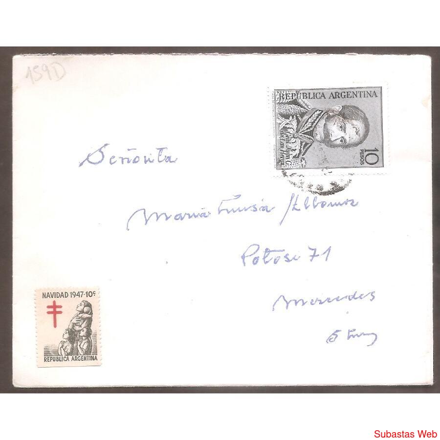 ARGENTINA  1966  SOBRE CIRCULADO NUMERO 159D