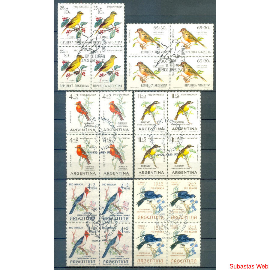 ARGENTINA. AVES. 3 SERIES COMPLETAS. CUADRITOS PDE. U$22.00