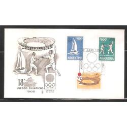 ARGENTINA 1964(689-90 A99) SOBRE PDE: OLIMPIADAS DE TOKIO