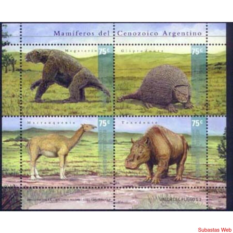 ARGENTINA 2001(BLOCK 98)  MAMIFEROS DEL CENOZOICO  MINT