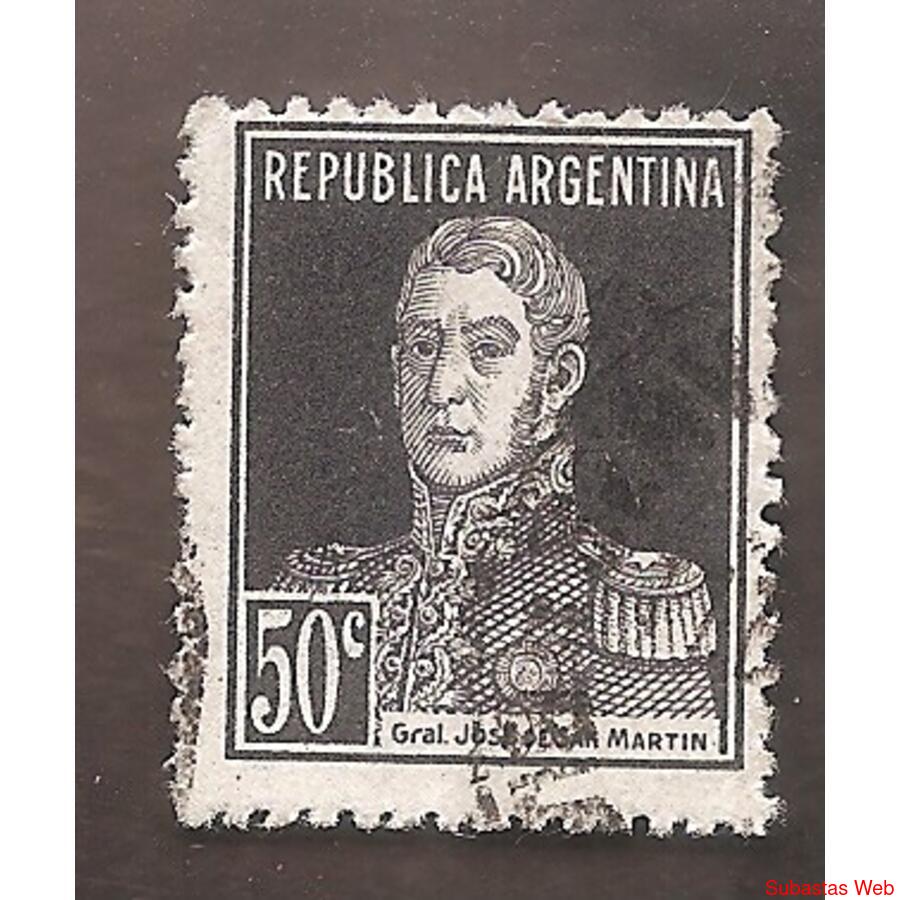 ARGENTINA 1923(308)  SAN MARTIN SIN PUNTO  USADA
