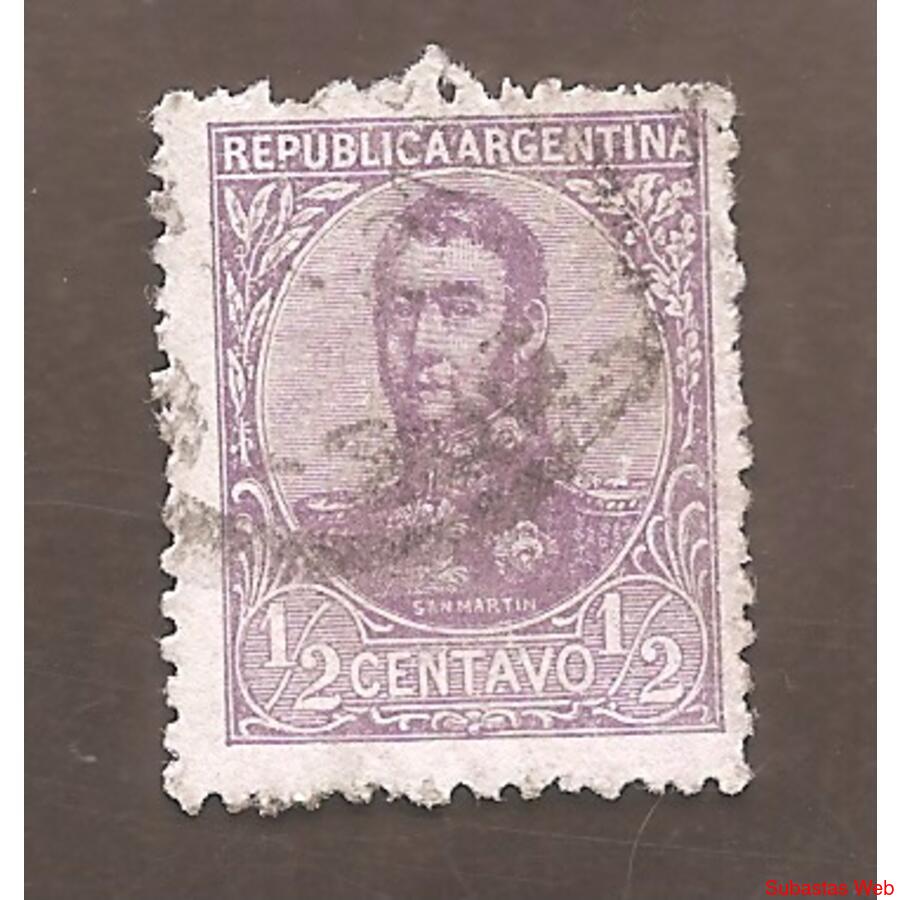 ARGENTINA 1908(132) SAN MARTIN EN OVALO C/FILI USADA
