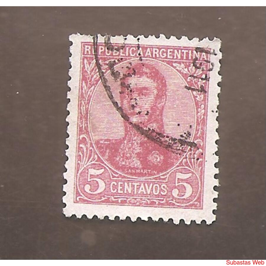 ARGENTINA 1908(137) SAN MARTIN EN OVALO C/FILI USADA
