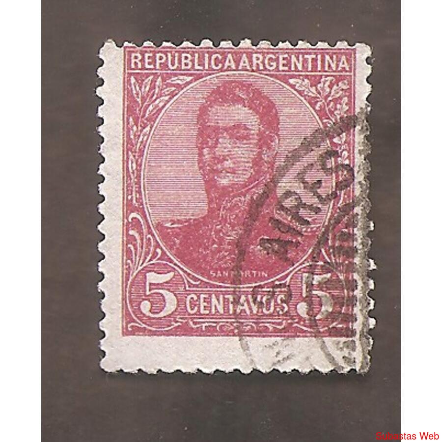 ARGENTINA 1908(137B) SAN MARTIN EN OVALO C/FILI USADA