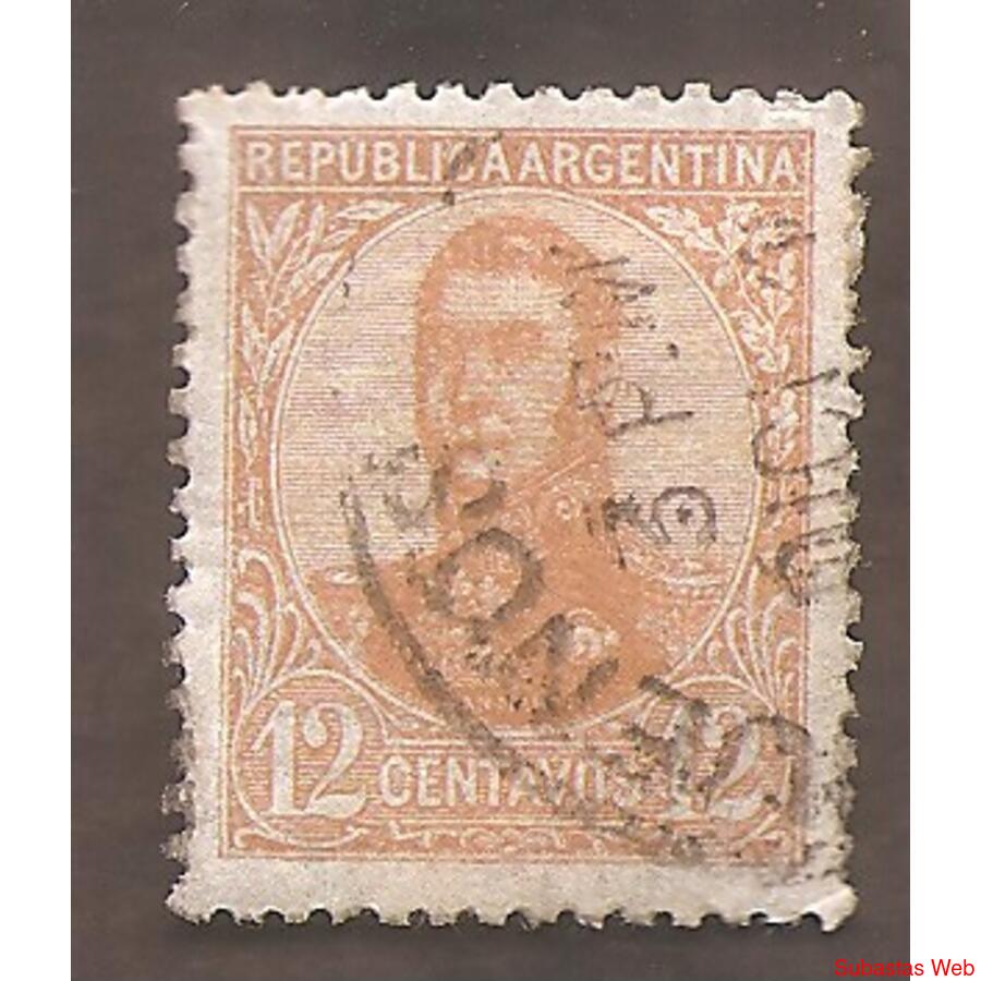 ARGENTINA 1908(140B) SAN MARTIN EN OVALO C/FILI USADA