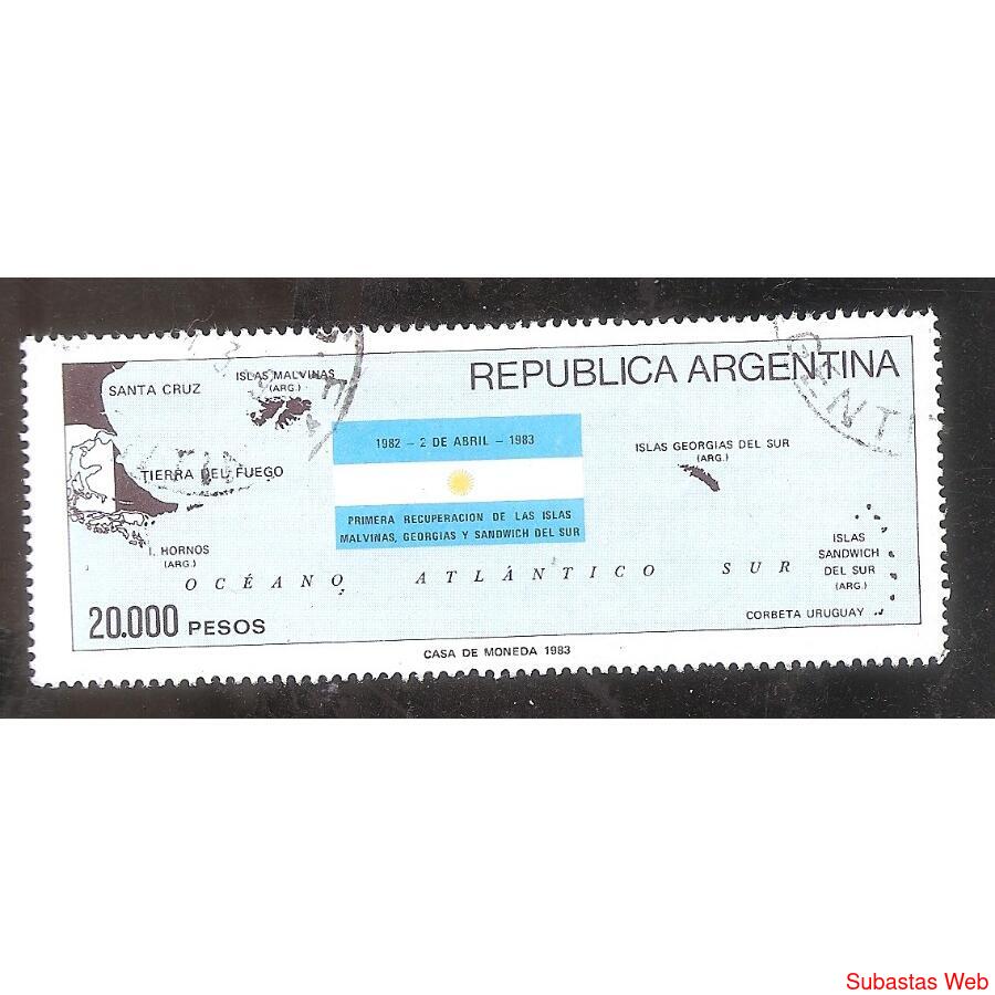 ARGENTINA 1983(1392) RECUPERACION DE MALVINAS  USADA
