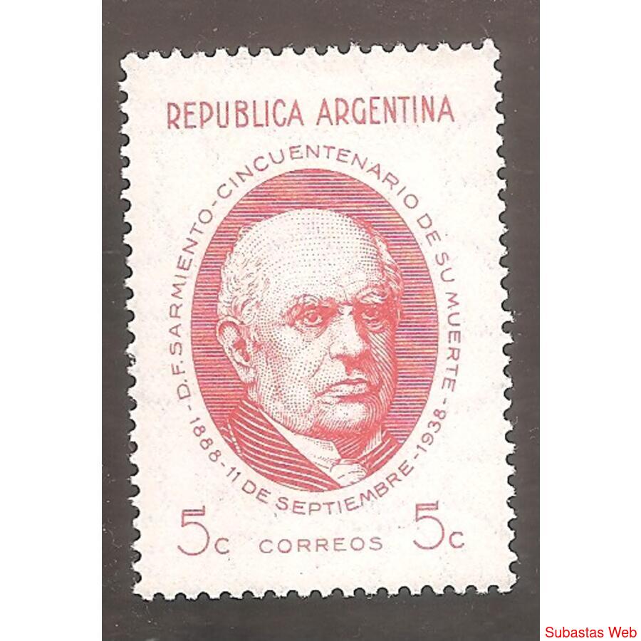 ARGENTINA 1938(388) FALLECIMIENTO DE SARMIENTO  NSG