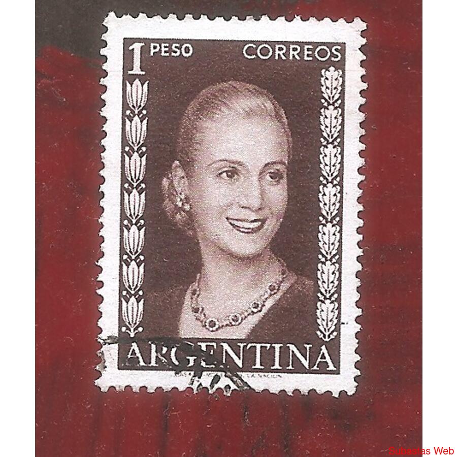 ARGENTINA 1952(525) EFIGIE DE EVA PERON SIN NOMBRE  USADA