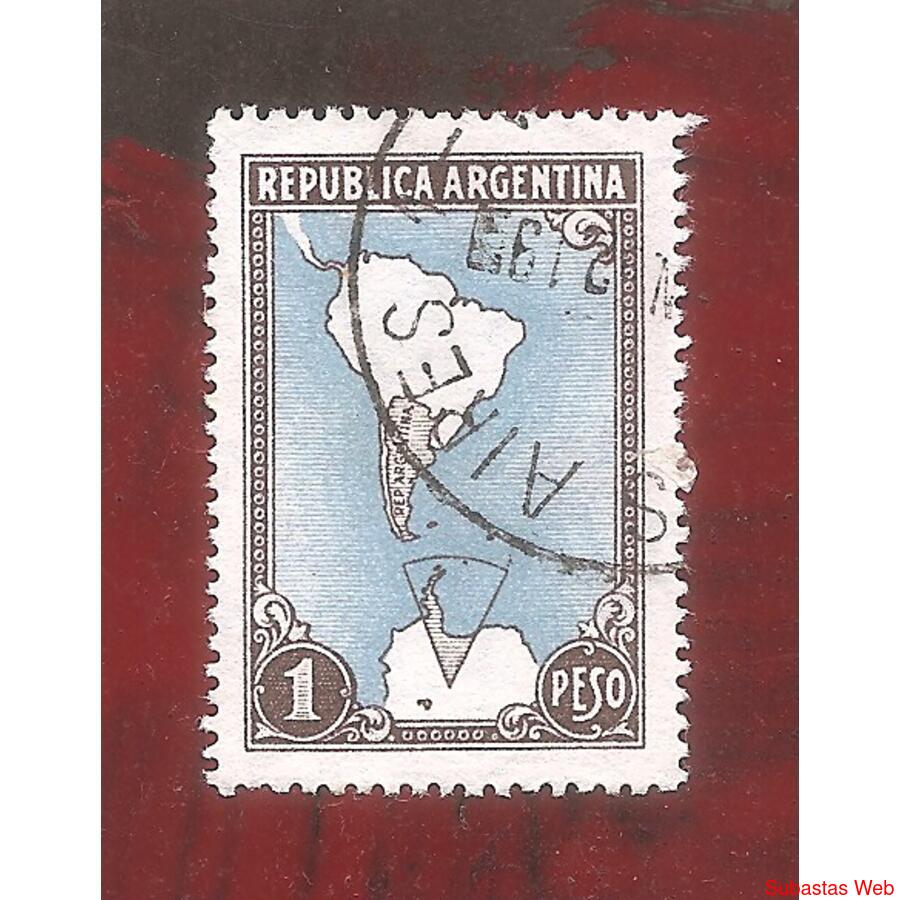 ARGENTINA 1951(512) MAPA CON ANTARTIDA  MATE IMPOR USADA