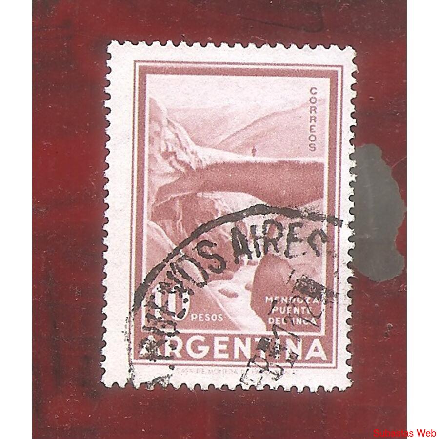 ARGENTINA 1959(606A)  PUENTE DEL INCA, PAPEL MATE, USADA