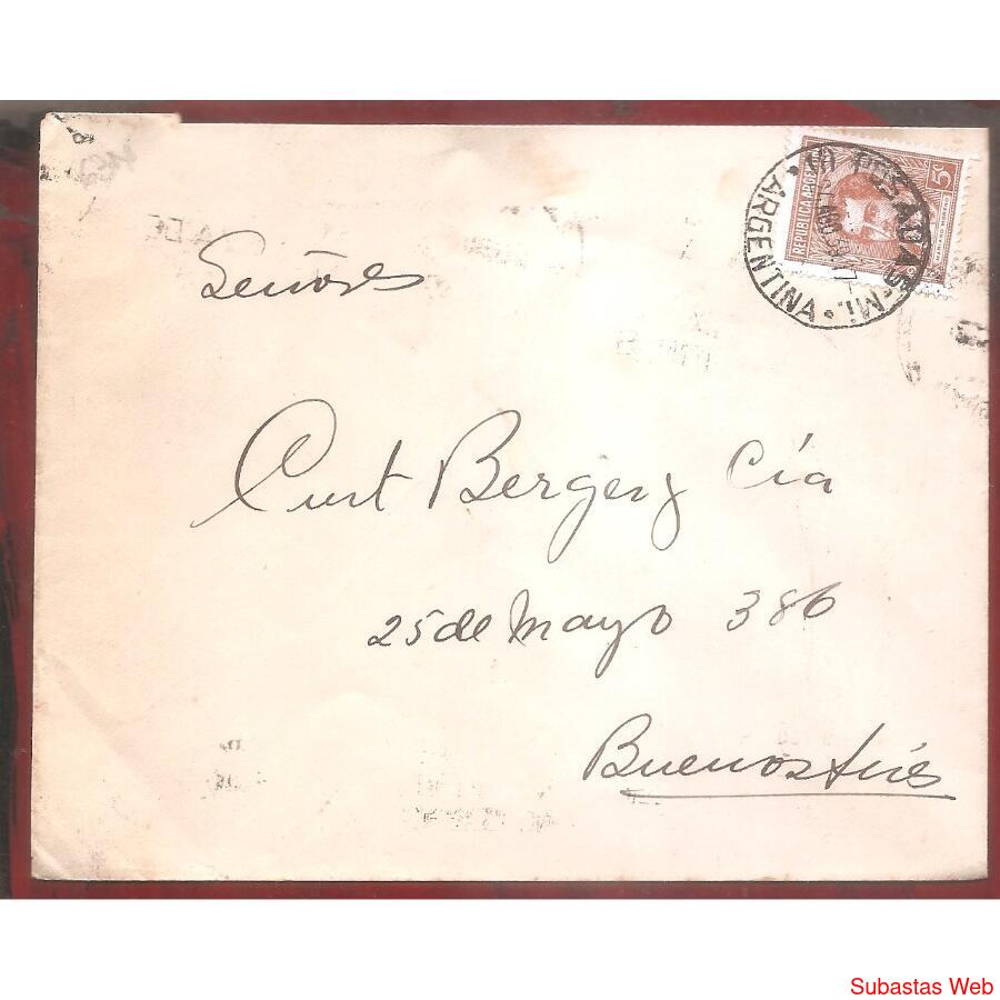 ARGENTINA 1939  SOBRE CIRCULADO NUMERO  63N