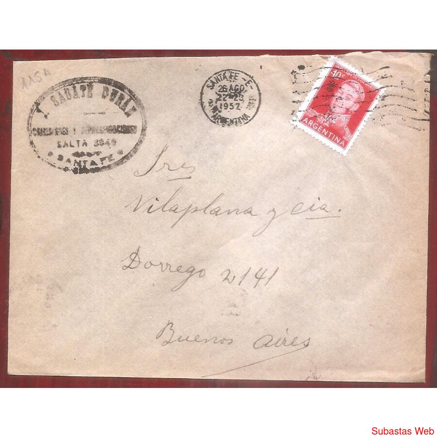 ARGENTINA 1952  SOBRE CIRCULADO NUMERO  115A