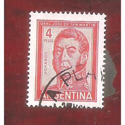 ARGENTINA 1959(605Ab) SAN MARTIN  TIPOGRAF.   TIZADO  USADA