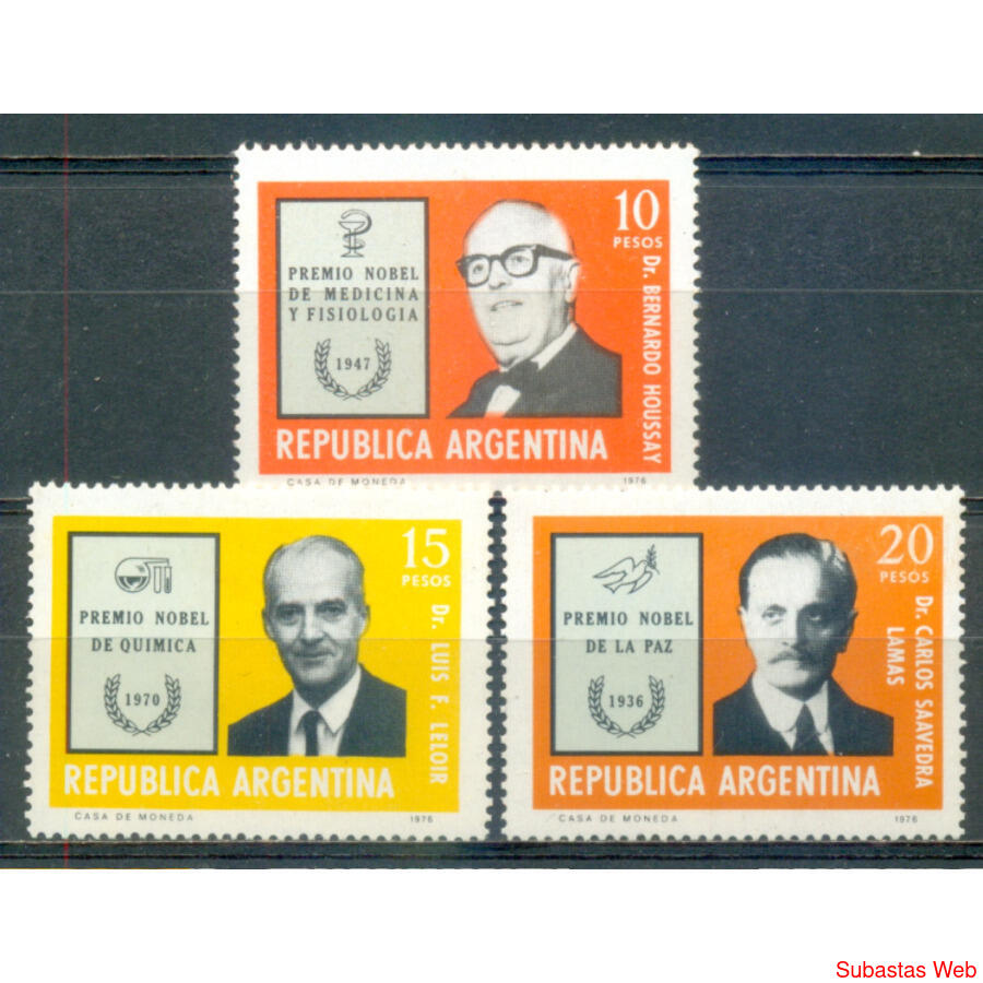 ARGENTINA GJ1734/1736 PREMIOS NOBEL ARGENTINOS SERIE MINT
