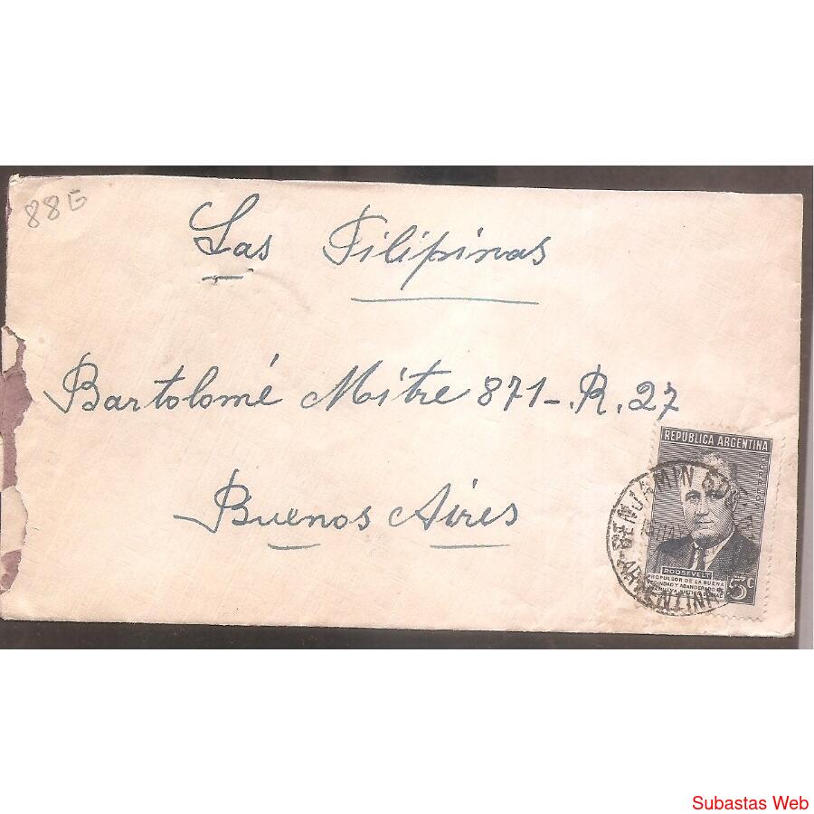 ARGENTINA  1946  SOBRE CIRCULADO  NUMERO  88G