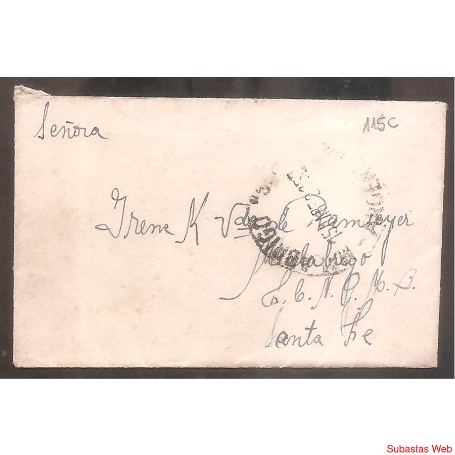 ARGENTINA  1952  SOBRE CIRCULADO NUMERO  115C