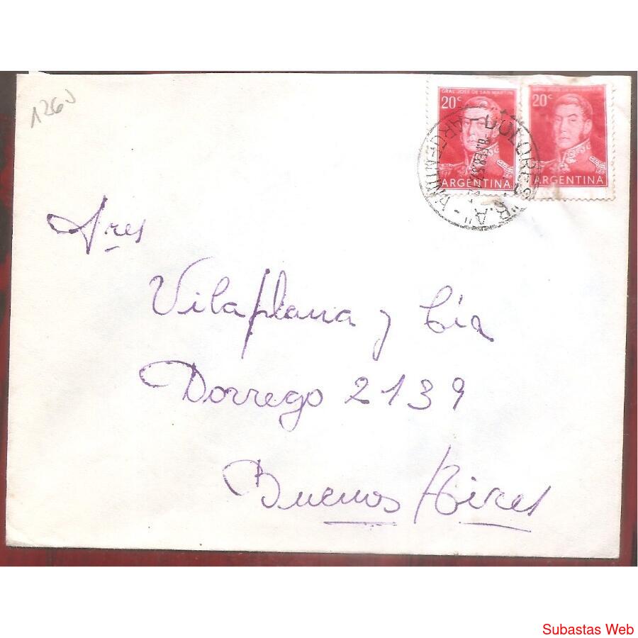 ARGENTINA  1957  SOBRE CIRCULADO NUMERO  126J