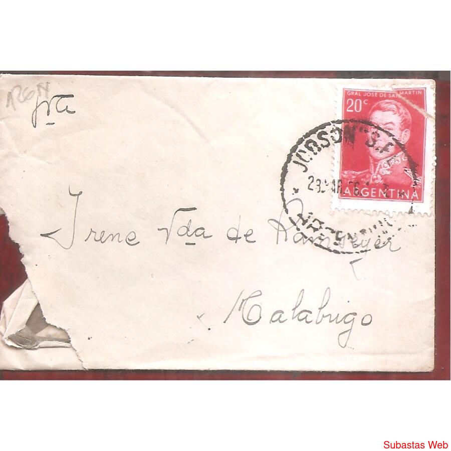 ARGENTINA  1957  SOBRE CIRCULADO NUMERO  126N