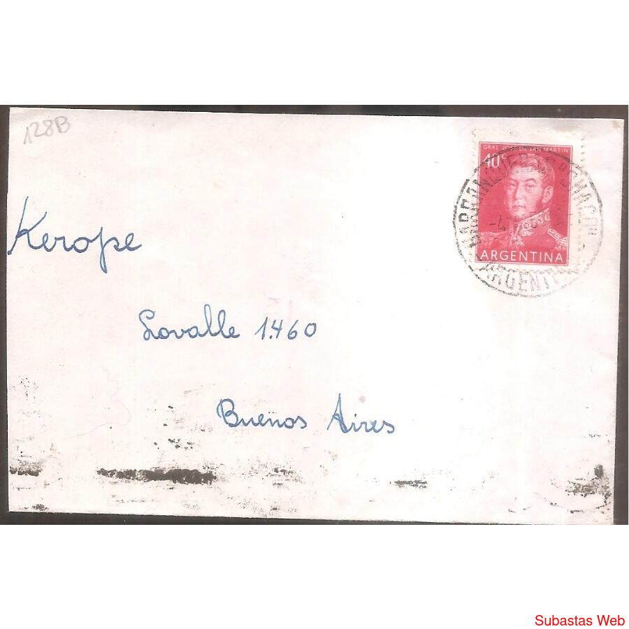 ARGENTINA  1958  SOBRE CIRCULADO  NUMERO  128B