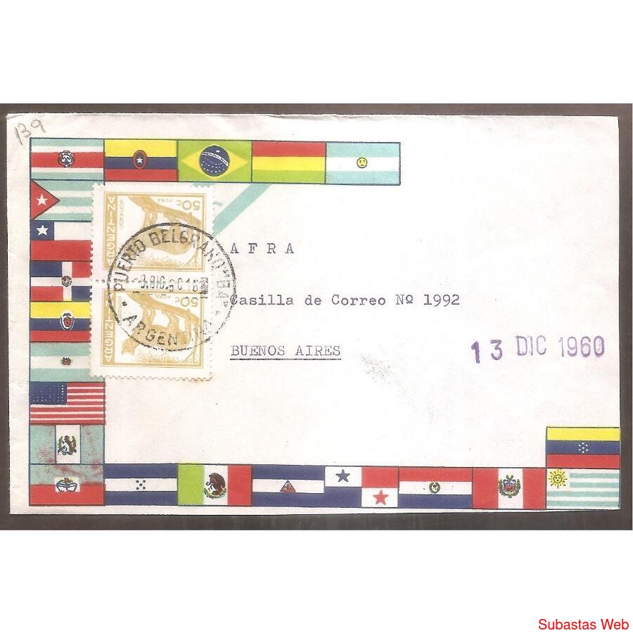 ARGENTINA  1960  SOBRE CIRCULADO NUMERO  139