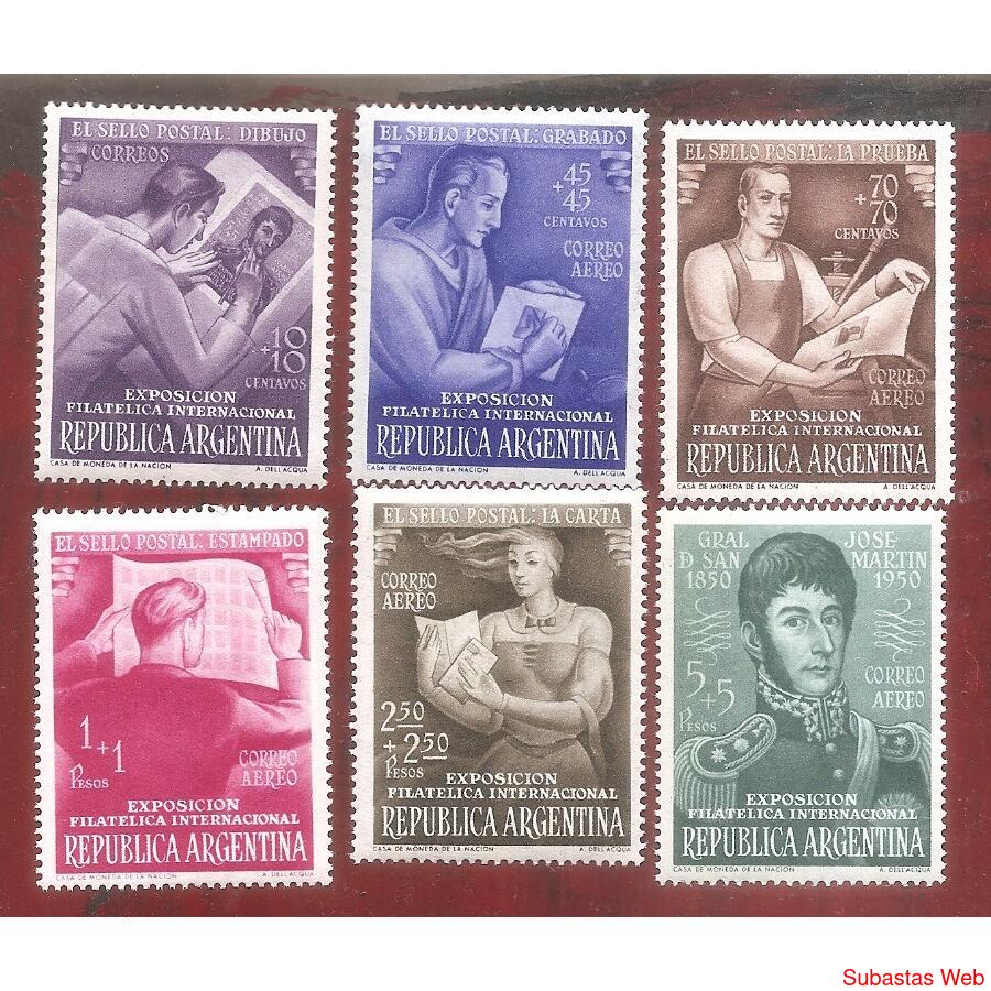ARGENTINA 1950(510  A34-A38) SERIE  E.F.I.R.A.  MINT