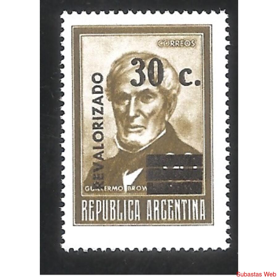 ARGENTINA 1975(MT1030) CORREO ORDINARIO: BROWN REVALORIZADO