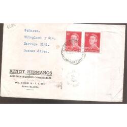 ARGENTINA  1958  SOBRE CIRCULADO NUMERO 128A