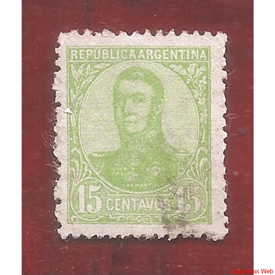 ARGENTINA 1908(142) SAN MARTIN EN OVALO CON FILI 13,5 USADA